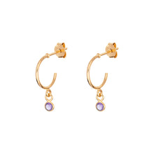 Load image into Gallery viewer, Sterling Silver Gold Finish Birthstone Hoop Earrings
