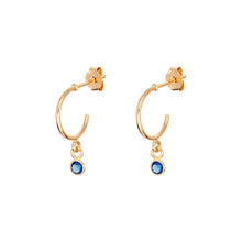 Load image into Gallery viewer, Sterling Silver Gold Finish Birthstone Hoop Earrings
