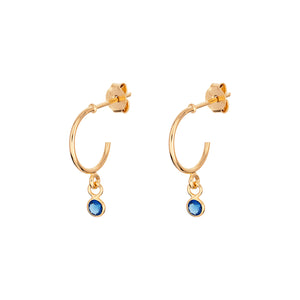 Sterling Silver Gold Finish Birthstone Hoop Earrings