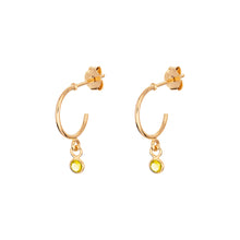 Load image into Gallery viewer, Sterling Silver Gold Finish Birthstone Hoop Earrings
