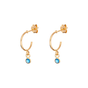 Sterling Silver Gold Finish Birthstone Hoop Earrings