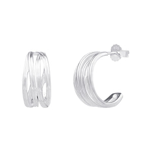 Sterling Silver Plain Multi Strand Stud Back Hoop Earrings SKU 0110220