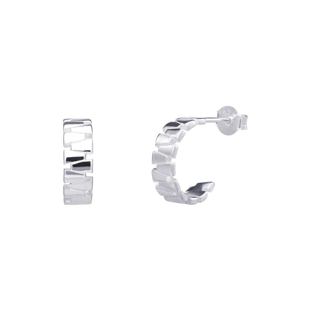 Sterling Silver Plain Fancy Stud Back Hoop Earrings SKU 0110221