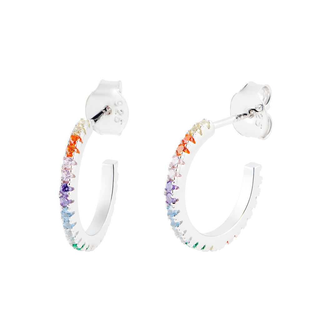 Sterling Silver Multi Colour CZ Hoop Earrings SKU 0110303