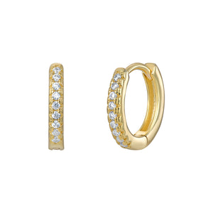 Sterling Silver Gold Finish CZ Hoop Earrings SKU 0110401
