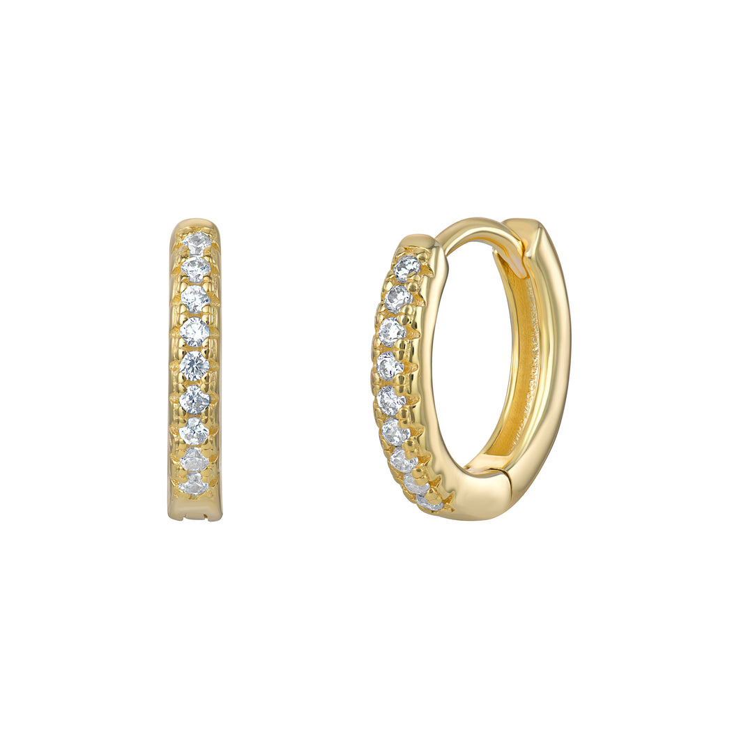 Sterling Silver Gold Finish CZ Hoop Earrings SKU 0110401