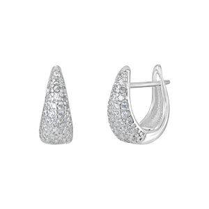 Sterling Silver Pave CZ Hoop Earrings SKU 0110402
