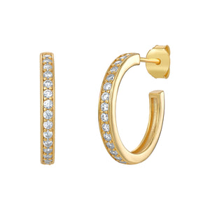 Sterling Silver Gold Finish CZ Hoop Earrings SKU 0110502