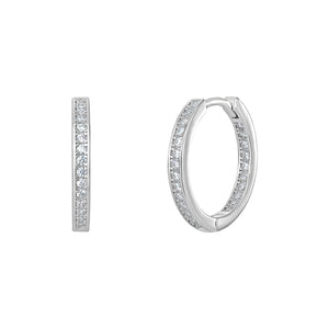 Sterling Silver Hinged CZ Hoop Earrings SKU 0110503
