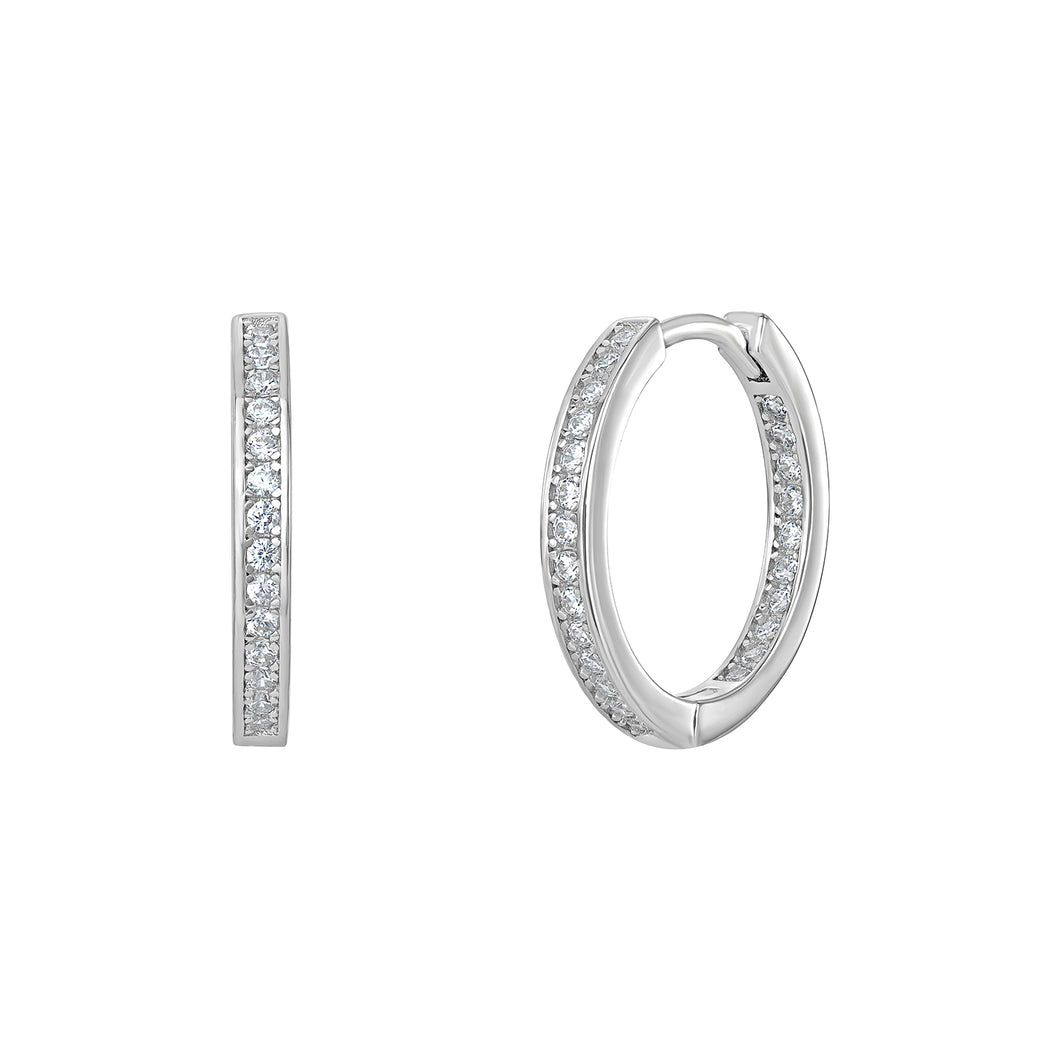 Sterling Silver Hinged CZ Hoop Earrings SKU 0110503