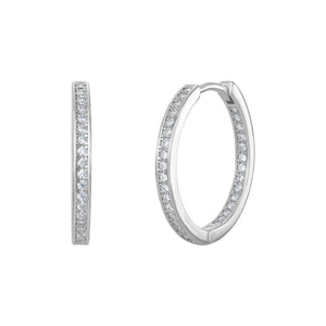 Sterling Silver Hinged CZ Hoop Earrings SKU 0110504