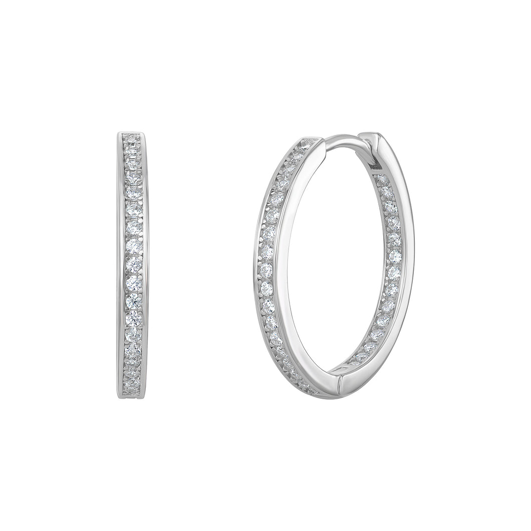 Sterling Silver Hinged CZ Hoop Earrings SKU 0110504