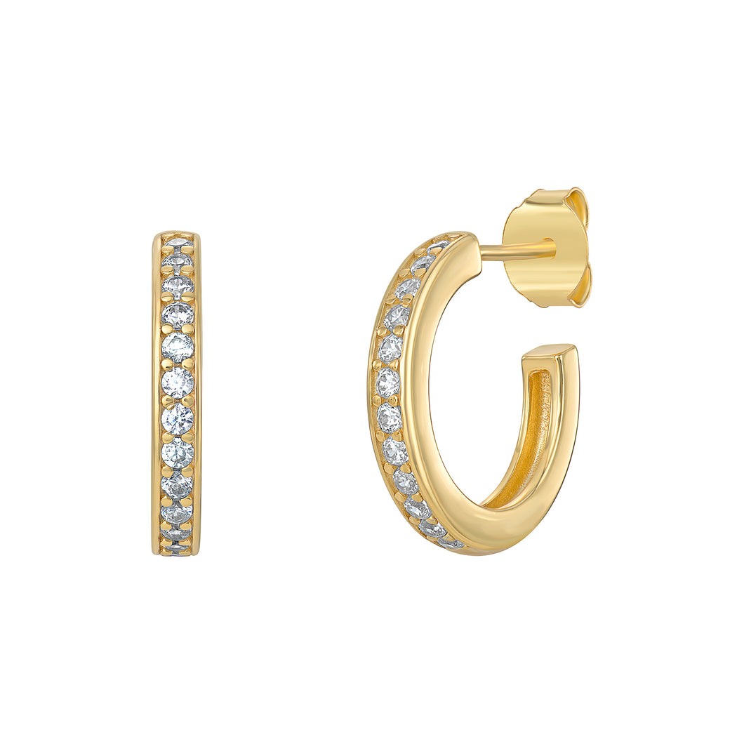 Sterling Silver Gold Finish CZ Hoop Earrings SKU 0110505