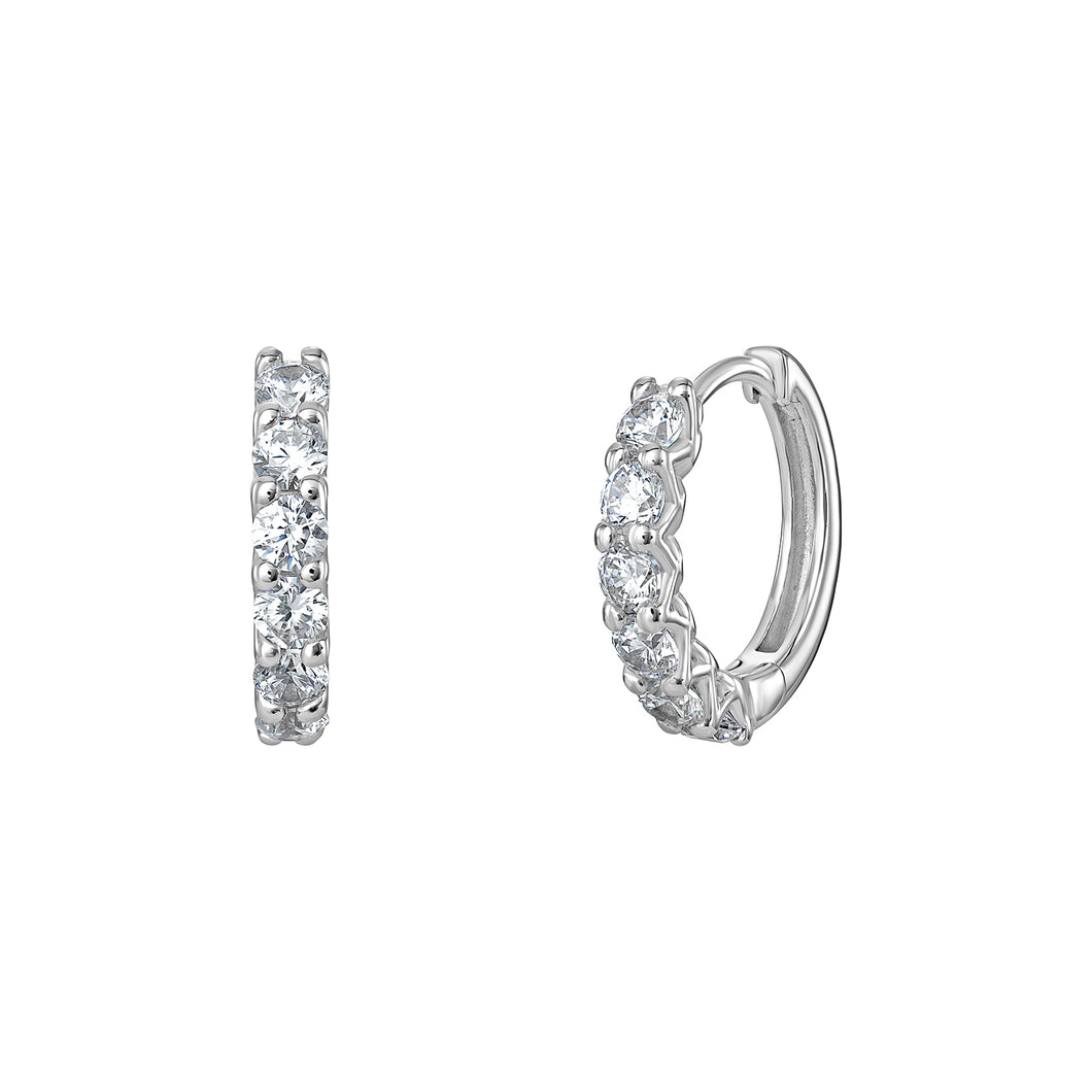 Sterling Silver CZ Hinged Hoop Earring SKU 0110506