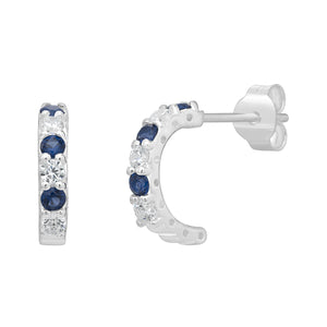 Sterling Silver Blue and Clear CZ Hoop Earrings SKU 0110510