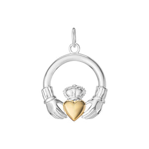 Sterling Silver 2 Tone Claddagh Pendant SKU 0111211