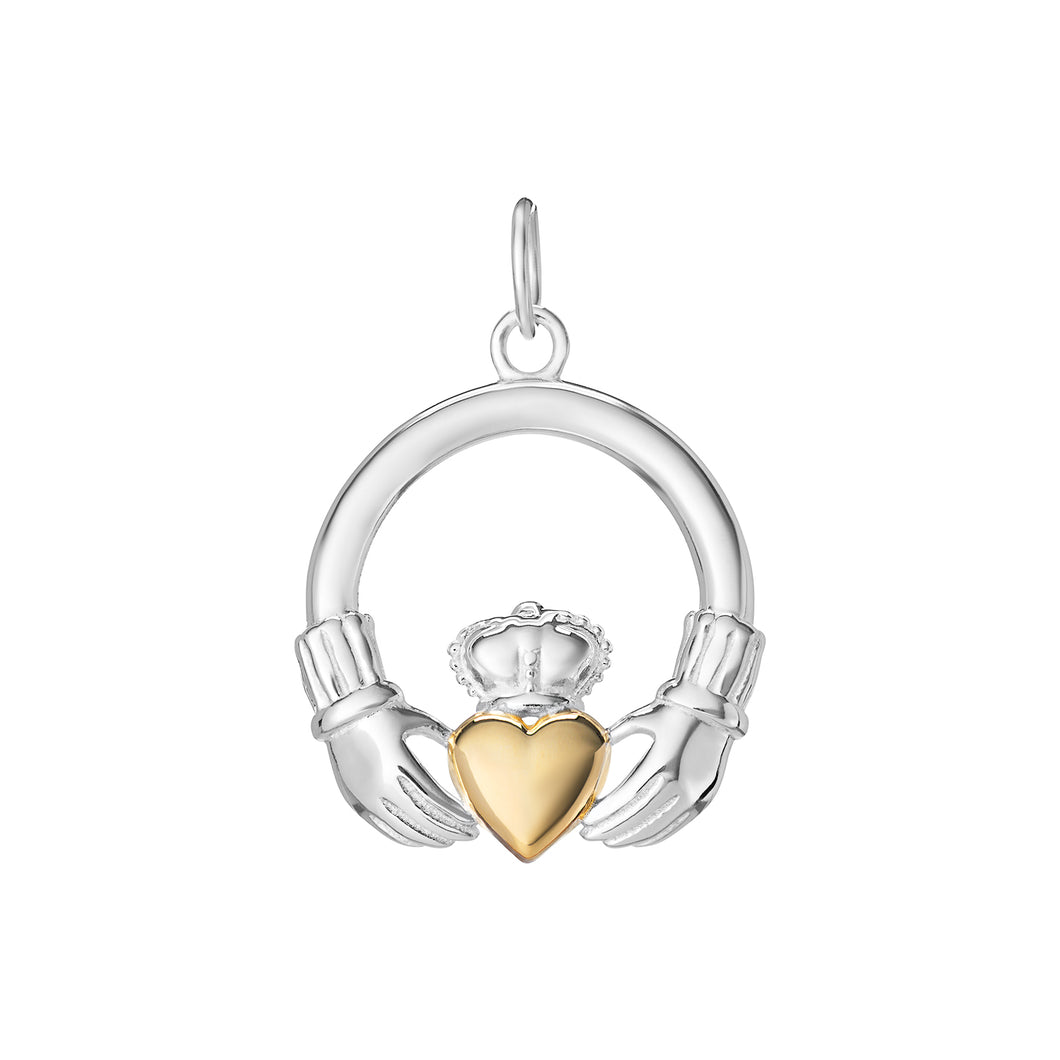 Sterling Silver 2 Tone Claddagh Pendant SKU 0111211