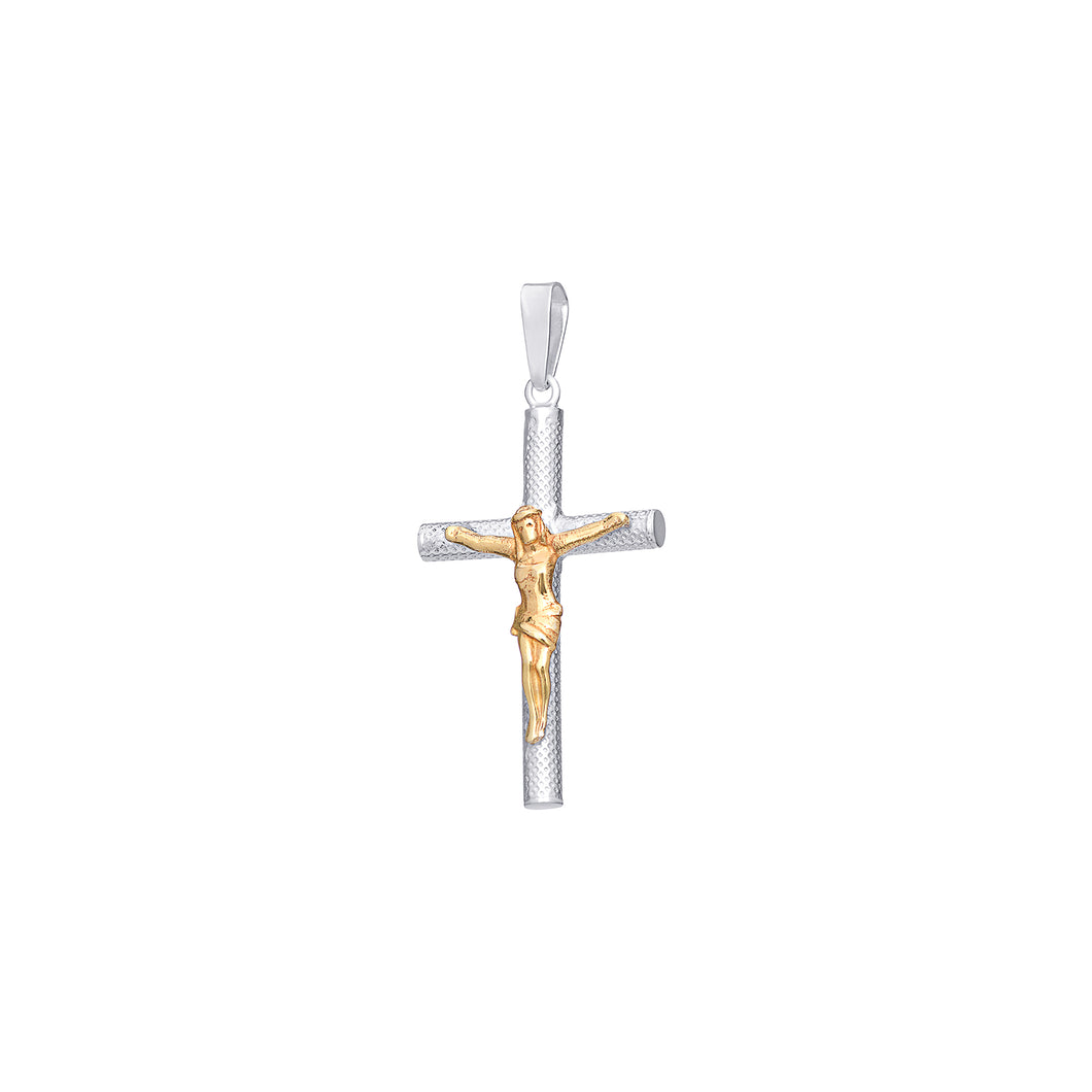 Sterling Silver 2 Tone Gold Finish Crucifix SKU 0111503