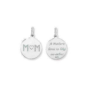 Sterling Silver MUM Inscripted Disc Pendant SKU 0111602