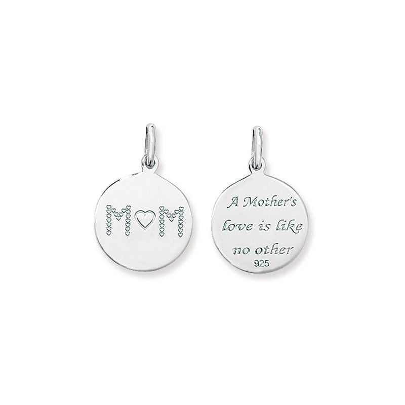 Sterling Silver MUM Inscripted Disc Pendant SKU 0111602