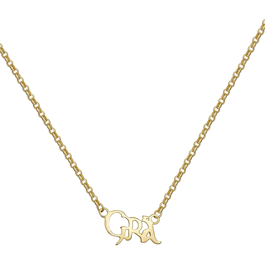 Sterling Silver Gold Finish GRA Necklace SKU 0111604