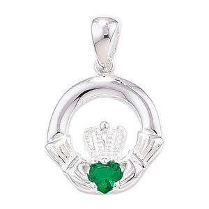 Sterling Silver Birthstone Claddagh Pendants