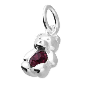 Sterling Silver Birthstone Teddy Bear Pendant