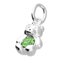 Load image into Gallery viewer, Sterling Silver Birthstone Teddy Bear Pendant
