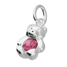 Load image into Gallery viewer, Sterling Silver Birthstone Teddy Bear Pendant
