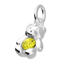 Load image into Gallery viewer, Sterling Silver Birthstone Teddy Bear Pendant
