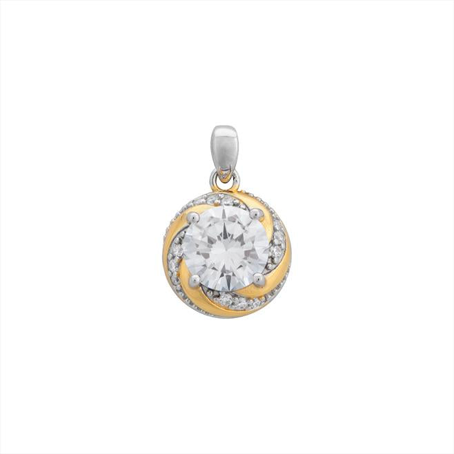 Sterling Silver 2 tone CZ Pendant SKU 0112556