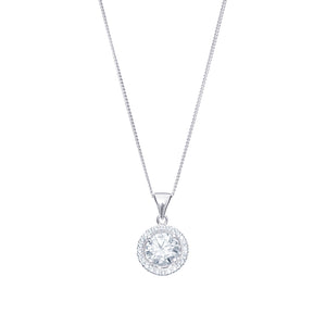 Sterling Silver Claw Set CZ Halo Pendant SKU 0112567