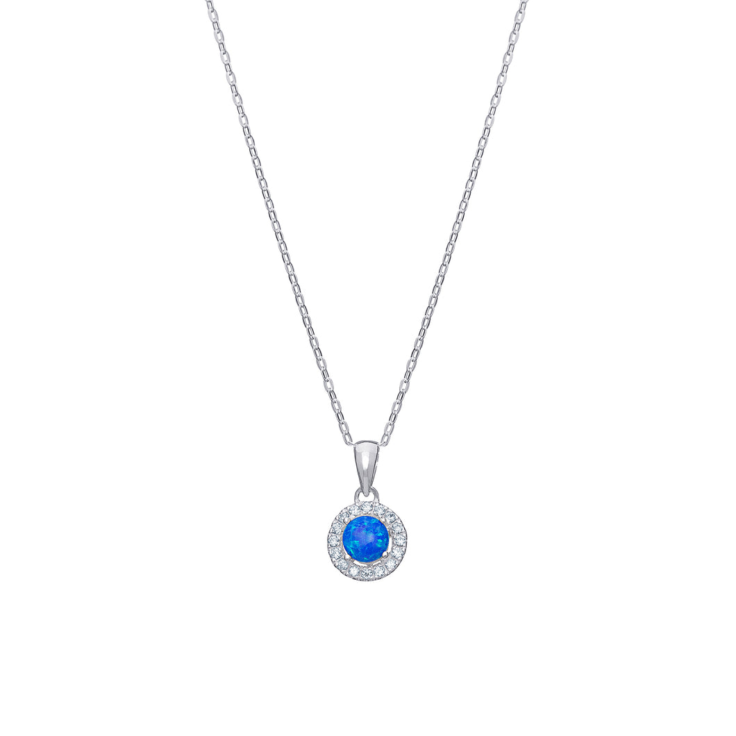 Sterling Silver Turquoise and CZ Halo Pendant SKU 0112569