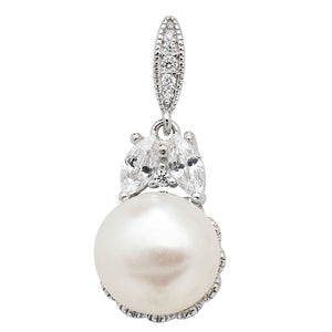 Sterling Silver Synthetic Pearl and Marquise CZ Pendant SKU 0112692