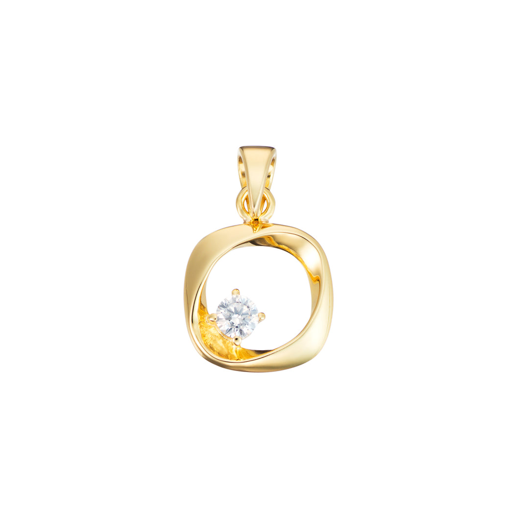 Sterling Silver Gold Finish Open Circle CZ Pendant SKU 0112700