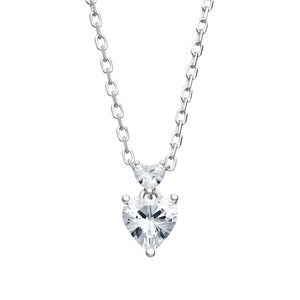 Sterling Silver Double CZ Heart Necklace SKU 0112704