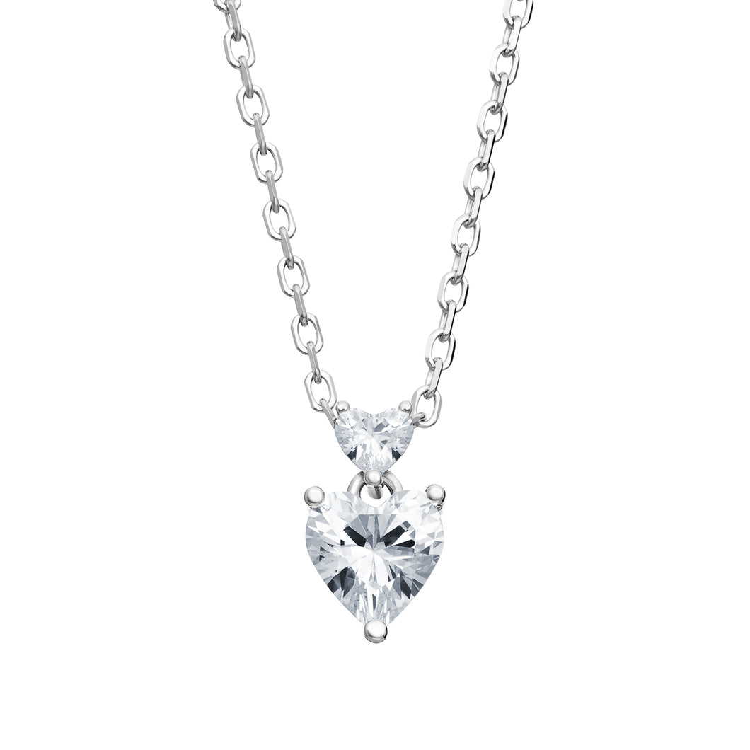 Sterling Silver Double CZ Heart Necklace SKU 0112704