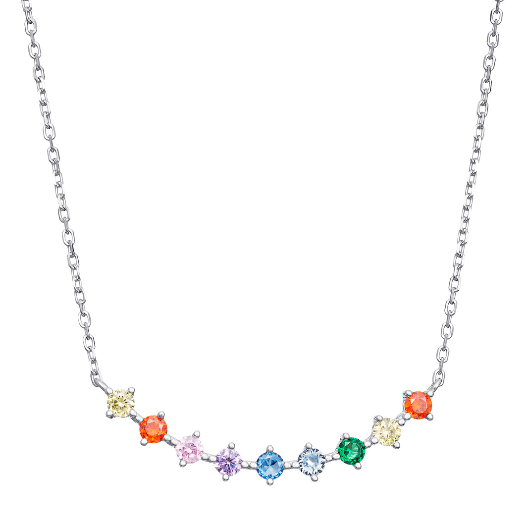 Sterling Silver Multi Colour CZ Necklace SKU 0112705