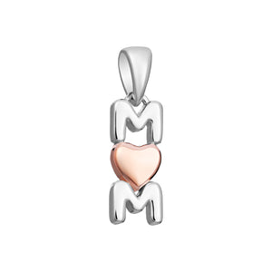 Sterling Silver and Rose Finish Heart 2 Tone MUM Pendant SKU 0112709
