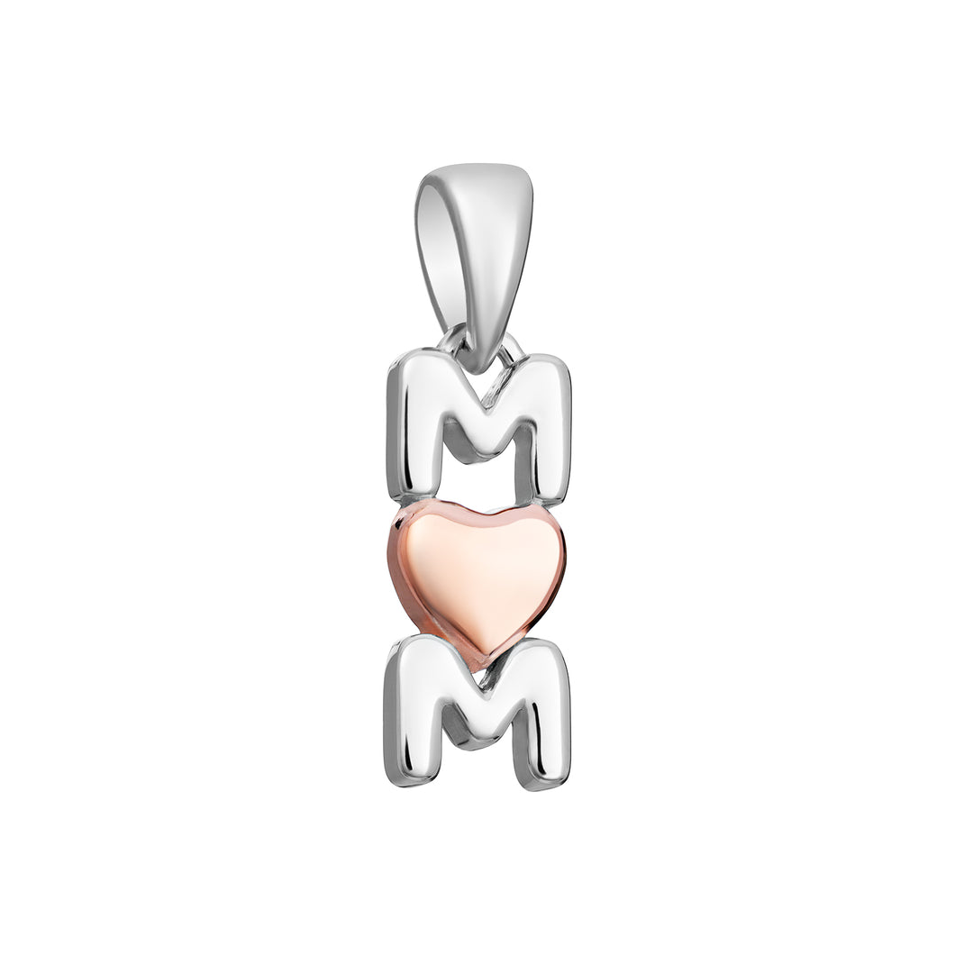 Sterling Silver and Rose Finish Heart 2 Tone MUM Pendant SKU 0112709