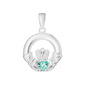 Sterling Silver Birthstone Claddagh Pendants
