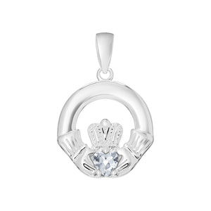Sterling Silver Birthstone Claddagh Pendants