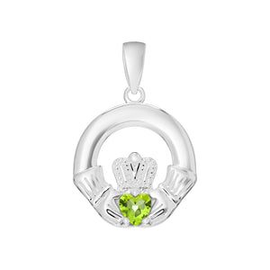 Sterling Silver Birthstone Claddagh Pendants