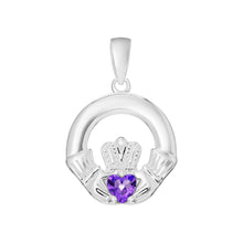 Load image into Gallery viewer, Sterling Silver Birthstone Claddagh Pendants
