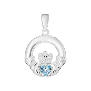 Sterling Silver Birthstone Claddagh Pendants