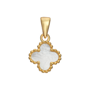 Sterling Silver Gold Finish Synthetic MOP Clover Pendant SKU 0112724