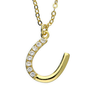Sterling Silver Gold Finish CZ Horse Shoe Pendant SKU 0112728
