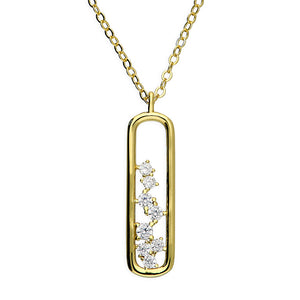 Sterling Silver Gold Finish Open Bar CZ Pendant SKU 0112730