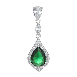 Sterling Silver Green CZ Drop Pendant SKU 0112731