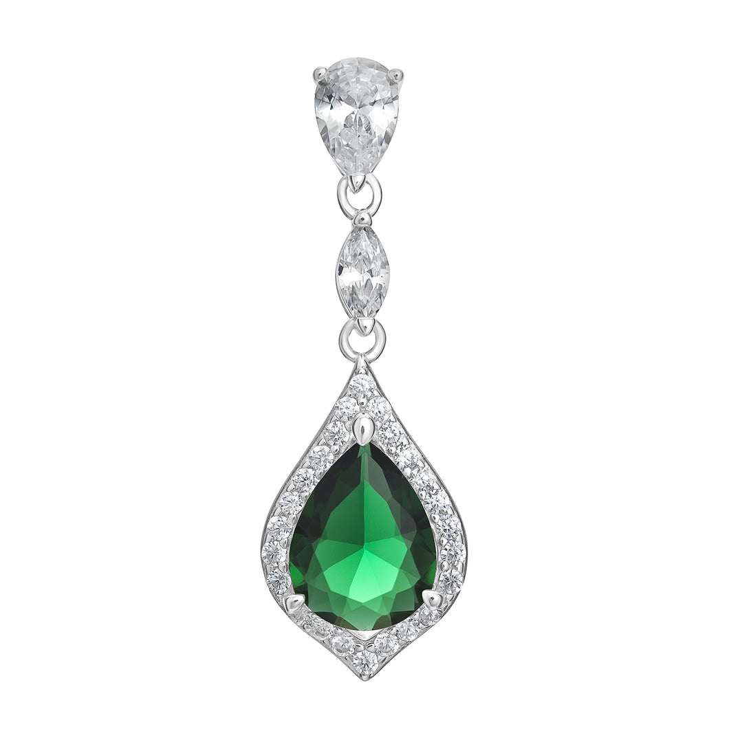 Sterling Silver Green CZ Drop Pendant SKU 0112731